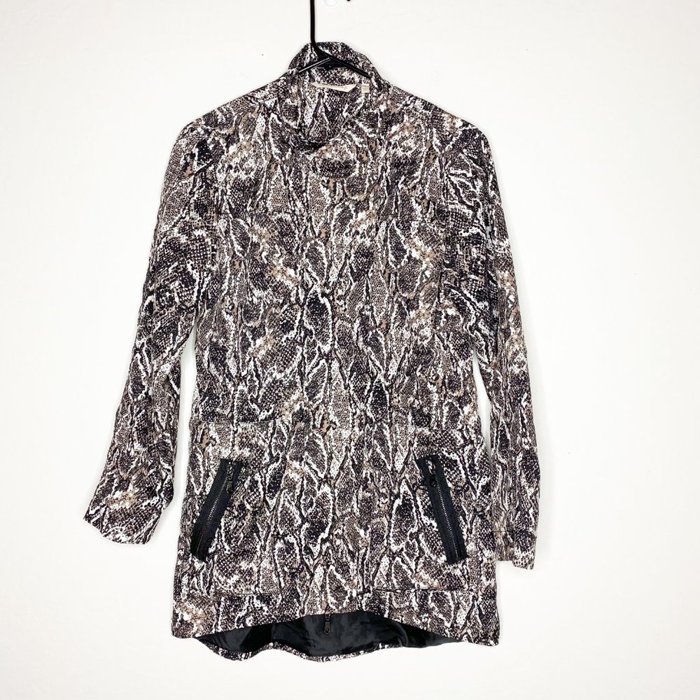 Soft Surroundings Snake Print Full Zip Viper Jacket Black Python Size XS